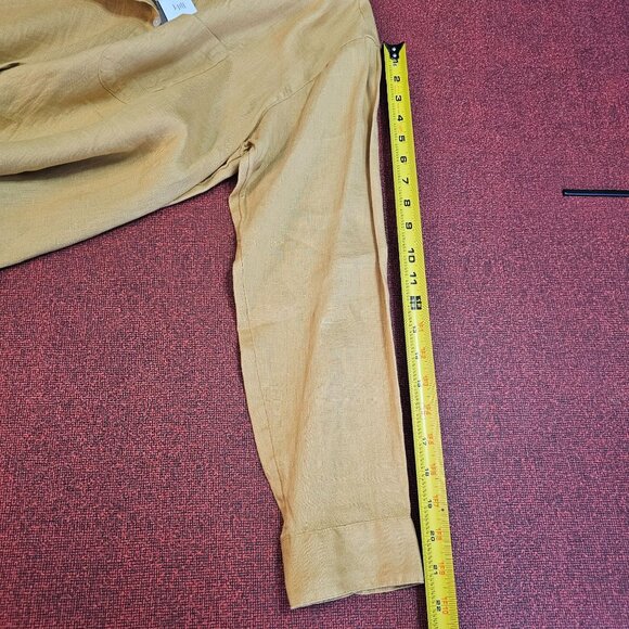 J.Jill Love Linen Button Up Shirt L Yellow Ochre Relaxed Fit Coastal Lagenlook - Picture 9 of 13